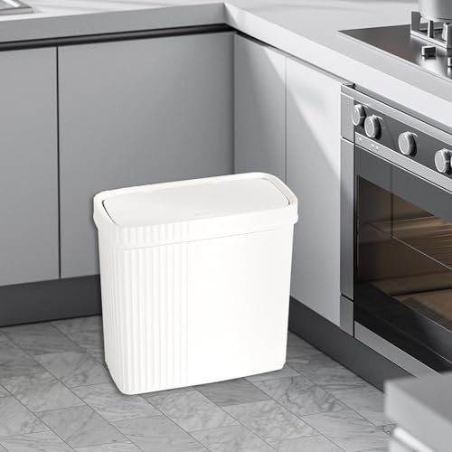 Caneca de basura con tapa de presionar blanca 28x13.5x27.3 cm miniatura 4