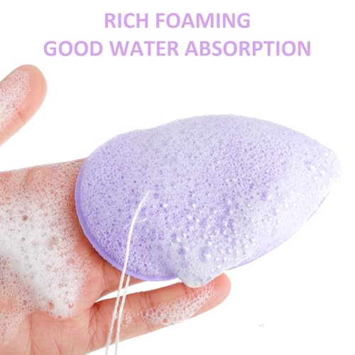 2 PCS Facial Sponge Glove Bath Sponge Gentle Exfoliating Pads Wash Reusable Puff for Daily Face Deep Pore Cleansing Blackheads Dead Skin Makeup Remover(Purple+Beige) - Image 5