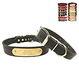 Warner Brand Cumberland Leather Dog Collar + Free Engraved Brass ID tag (21