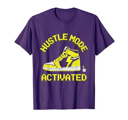 Hustle Mode Activated Streetwear Graphic Design T-Shirt, Men, Purple, X-Large