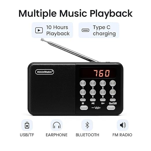 Image of Portable Digital Radio Speaker with LED Display, High-Gain FM Antenna, Numeric Keypad Control FM Antenna | Numeric Keypad | Lightweight (FM-680-BLACK)