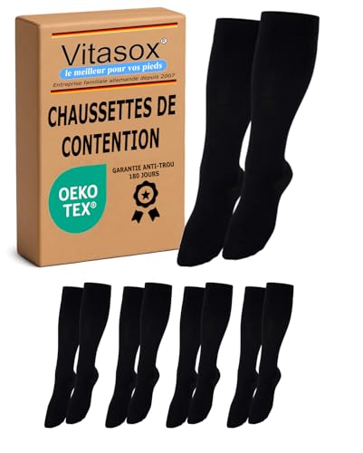 Chaussettes de contention contre jambes lourdes, compression coton