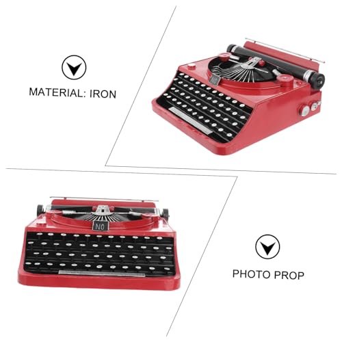 Máquina de escribir retro roja de hierro para decoración de escritorio y salones vintage 5