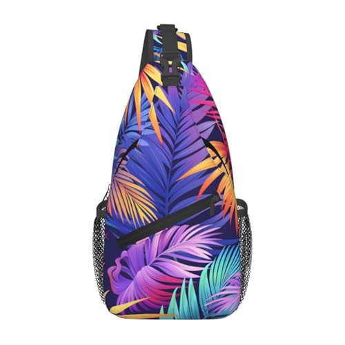 Mochila bandolera ligera de hojas tropicales coloridas