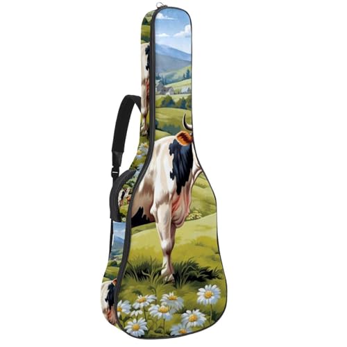 Sac pour guitare acoustique étanche 41 pouces à motif vache multicolore