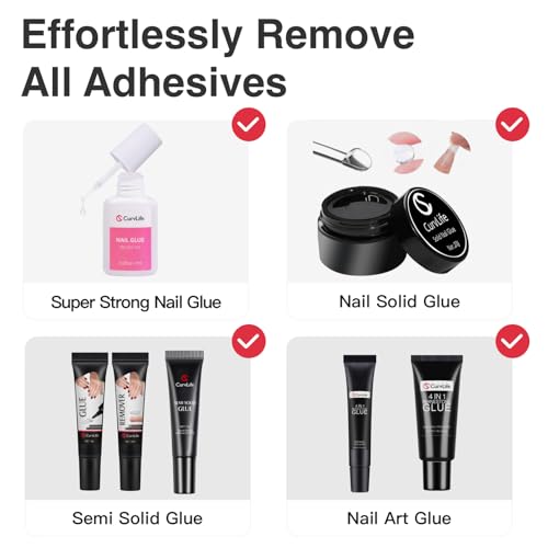 Image of Curvlife 20ml（2pcs）Pinpoint Nail Glue Remover for Press on, Multi-Functional Remover for Nails Tips, Non-Acetone Nail Polish Remover, Gentle Glue Remover for Gel x Nails