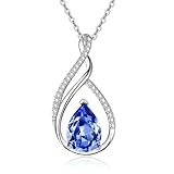 JIYVY32 Infinity Birthstone Necklace for Women White Gold Pear Shaped Jewelry for Anniversary Wedding Birthday Gifts for Wife Mom, Base, Cubic Zirconia