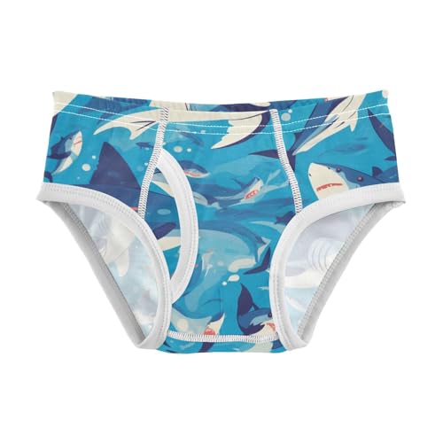 KLL Sharks Water Blue Pattern Toddler Boys' Soft Briefs Underwear Cute Children Panties