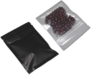 100 Pcs Mylar Zipper Lock Bag Food Storage Metallic Matte Foil Airtight Bags with Front Window Plastic Candy Packaging Pouch for Zip Flat Heat Seal Lock Resealable (7.5x10cm (3x3.9 inch), Black)