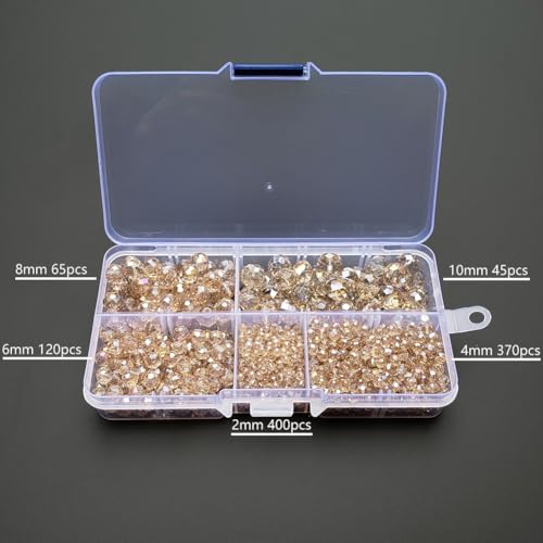 Image of Silver Champagne Rondelle Glass Beads for Jewelry Making, Faceted Briolette Crytal Spacer Beads for Bracelet Necklace Earring (2mm 4mm 6mm 8mm 10mm Mixed Sizes, 1000pcs)