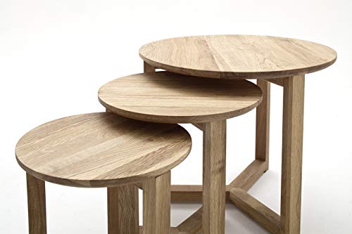 Table basse Tables gigognes Lot de 3 Bois massif chêne noeds, Faye