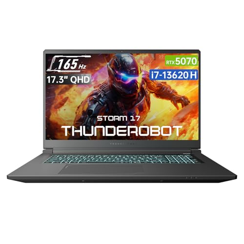 Thunderobot Storm 17 Gaming-Laptop, 17.3' QHD 165Hz 2K Display, RTX 5070, Intel i7-13620H, AI Notebook, 32 GB DDR5, 1 TB SSD, Win11 Pro, Schnellkühlung, Immersives Spielerlebnis, Spiele mit Freunden