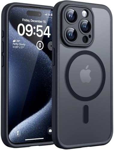 TOCOL for iPhone 15 Pro Case, Compatible with MagSafe, Black