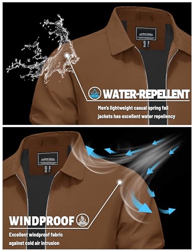 Image of TACVASEN Mens Lightweight Windbreaker Full Zip Up Laydown Collar Jackets Light Casual Coat with Zip Pockets