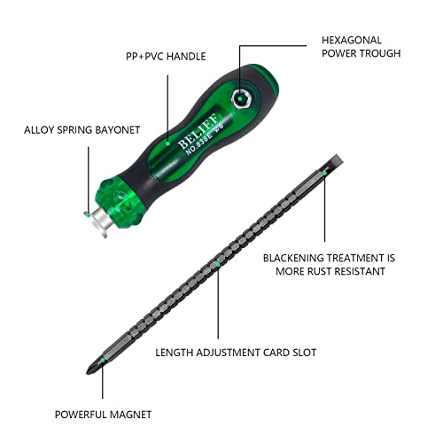 Yalin 3-Piece Ratchet Telescopic Screwdriver, Double-Head Magnetic Ratcheting Screw Driver, Adjustable Rod Length - Image 4