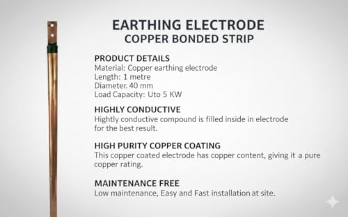 Image of Daystar Solutions Copper Bonded or Coated Earthing Electrode 1Meter 40 mm Diameter | 1 Meter Long Copper Bonded Strip is Present Filled with Bentonite Clay Compatible for Up to 5 KW of Load Capacity.