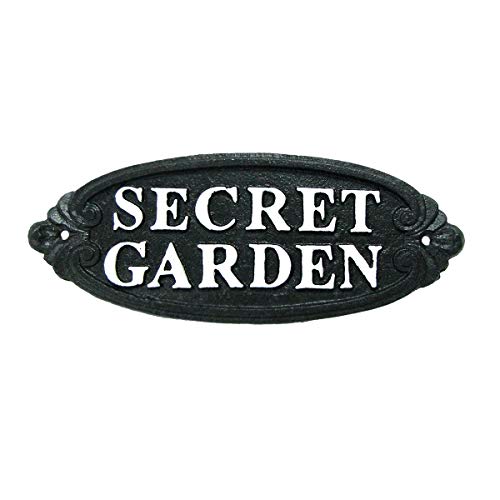 Cast Iron Embossed Secret Garden Wall Sign Lawn Yard Art Home Decor Door Gate Plaque