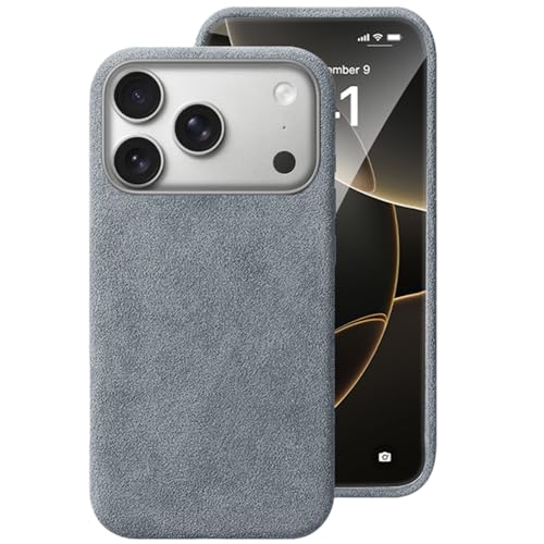 Coque iPhone 17 Pro compatible MagSafe ultra-fine antidérapante et lavable en daim
