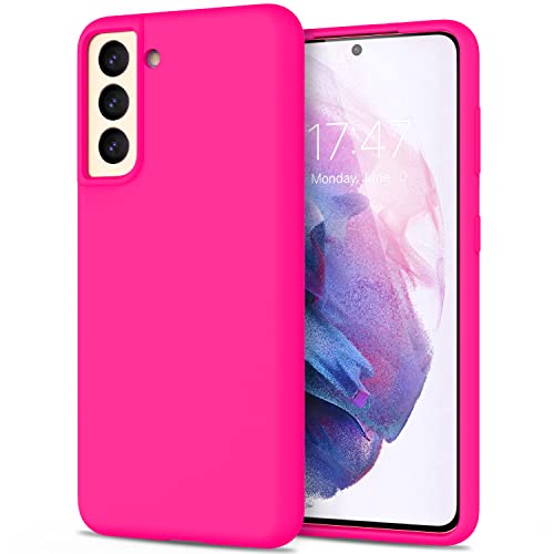 DEENAKIN Galaxy S21 Case, Samsung S21 Silky Smooth Flexible Silicone Gel Rubber Bumper Cover with Soft Microfiber Lining Protective Phone Case for Samsung Galaxy S21 Hot Pink