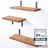 LAMO Manufaktur 3 étagčres murales en Bois 40/35/30cm | Etagčre Murale en 100% Bois Massif...