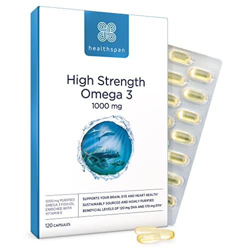 Healthspan High Strength Omega 3 1,000mg (120 Capsules) | Support...