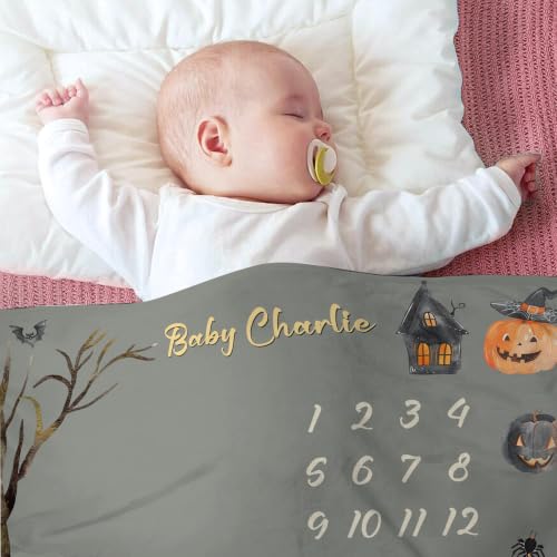 Image of OLIVE OLIVIA Personalized Monthly Baby Milestone Blanket,50 inchx60 inch | Baby Months Blanket, Perfect Custom Newborn Gifts With Star Frame