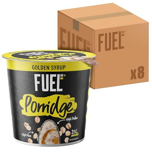 FUEL10K Golden Syrup Porridge Pot, High in Protein & Fibre, 70 g (Pack of 8)