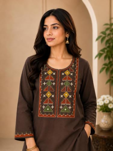 Image of Women's Embroidered Kurta Palazzo Set | Ethnic Co-Ord Set with Printed Design | Casual Traditional Outfit.