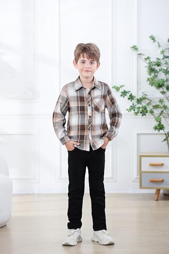 Image of Betusline Boy and Men Button Down Plaid Shirt