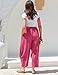 TARSE Womens Linen Pants Casual Wide Leg Loose Drawstring Low Waist Beach Palazzo Harem Pants with Pockets(BrightPink,S)