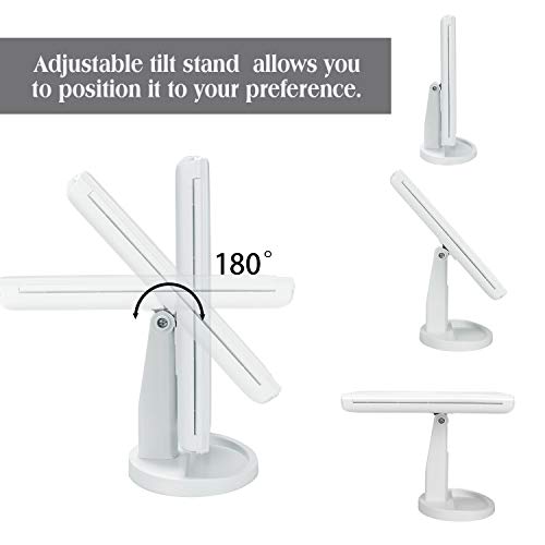 21 LED Trifold Illuminated Makeup Mirror, ELOKI Lighted Vanity Mirror with Touch Screen Dimming and USB Powered, Illuminated Cosmetic Mirror,180° Swivel Rotation (White )