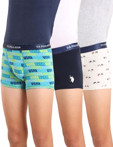 Image of U.S. Polo ASSN. Boys EKT04 Mid Rise Cotton Spandex Trunks - Pack of 3