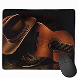 Cowboyhut Musikgitarre Rechteckiges rutschfestes Gaming-Mauspad Tastatur Gummi-Mauspad für Heim- und Büro-Laptops