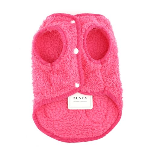 Zunea Hundepullover für Kleine Hunde Fleecepullover Mantel Winter Warm Welpenpullover mit D-Ring Weiche Flauschige Weste Jacken Kaltes Wetter Herbstkleidung Rosa XS