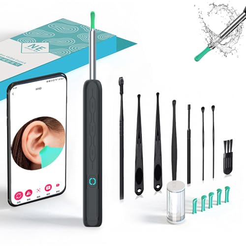 Ear Wax Removal, 1080P HD Ear Cleaner with Camera Ear Wax Remover Kit, WiFi Otoscope Camera with 6 Led Lights, 6 Ear Spoons, Ear WaxRemover Compatible for IP-Hone & Android
