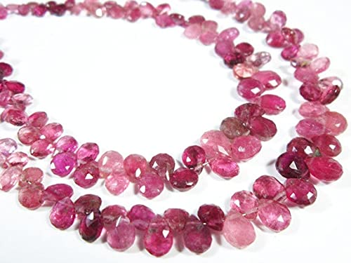 LKBEADS AA różowy turmalin fasetowany gruszka briolette - 7 cali kamienie mierzy -4 x 3 - 6 x 5 mm