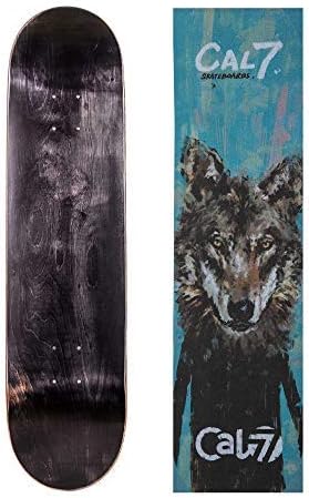 Cal 7 Black Skateboard Deck with Graphic Grip Tape | 7.75, 8, 8.25, and 8.5 Inch | Maple Board for Skating