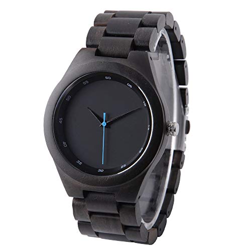 LMWOOD Orologio in legno inciso personalizzato per uomo, al quarzo analogico, in legno fatto a mano, orologio personalizzato, Bracciale