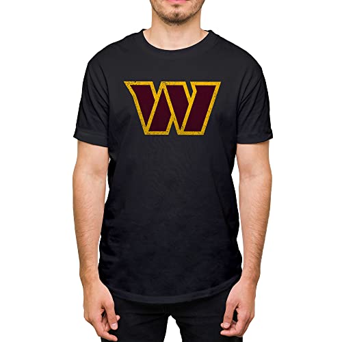 Hybrid Sports NFL - Washington Commanders Distressed Team Logo - Mens and Womens Short Sleeve T-Shirt - Size X-Large - Washington Commanders - Black