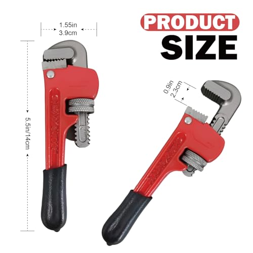 Image of Rayfox 6 Inch Small Pipe Wrench Adjustable Mini Plumbing Wrench for Tight Spaces Heavy Duty Straight Plumber Tool with Floating Hook Jaw and I-Beam Handle (red)