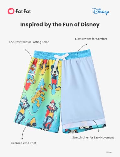 Image of Disney Stitch Spiderman Star Wars Cars Toy Story Mickey Boy Swim Trunks UPF50+Swim Shorts Compression Liner & Quick-Dry 6M-9Y