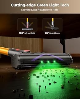 SVHT Cordless Vacuum Cleaner, 450W 40KPA Vacuum Cleaners for Home, 45Mins Lightweight Stick Vacuum with Advanced Green Light Tech, Rechargeable Battery Vacuum for Carpet,Pet Hair,Hardwood Floor