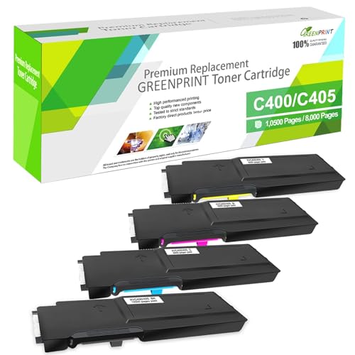 GREENPRINT 4 Colores Cartuchos de Tóner Compatibles para XEROX VersaLink C400 C400n C400dn C405 C405n C405dn MFP 【Extra Alto Rendimiento】 10500 páginas para Negro & 8000 páginas para C M Y