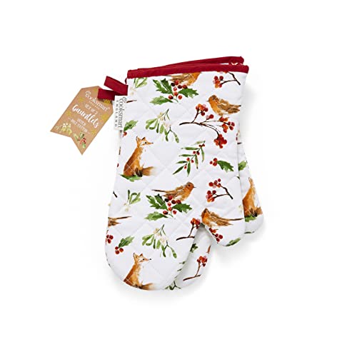 Cooksmart British Designed Christmas Gauntlet Oven Gloves, White - Image 2