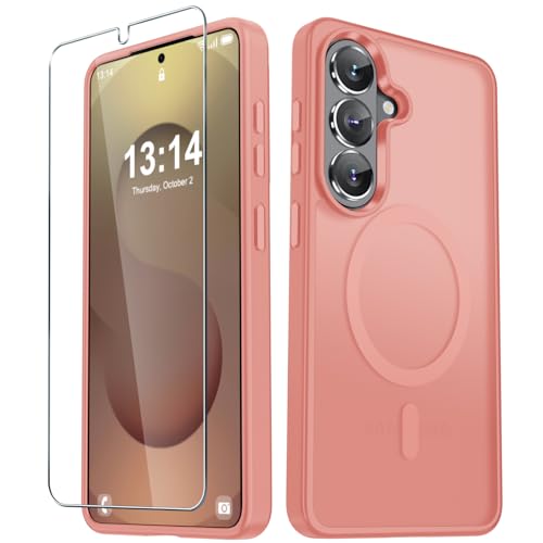 Image of for Samsung Galaxy S26+ Plus Case, Matte Magnetic Phone Cover, Pink | Fit for MagSafe, Screen Protector included, Shockproof Military Grade Protection, Translucent Frosted Back