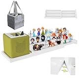 Givilio Expendable Wooden Tonie Shelf with Storage Steps - Extendable 3-Slot Organiser for Tonieboxes and Tonie Figures, Perfect for Kids' Rooms & Play Areas (White)