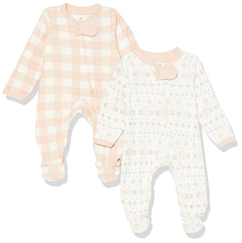 Image of HonestBaby Baby Sleep N' Play One-Piece Sleeper Zip-Front Organic Cotton Footed Holiday Pajamas