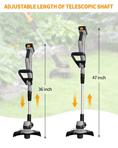 Worksite 20V Cordless String Trimmer/Edger, 20V 10 Inch Grass Trimmer With Auto Feed, 2 Trimmer Spool Line, 2.0Ah Battery And Charger Included, For Garden And Yard #TOP3
