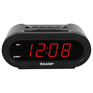 Sharp Digital Alarm with AccuSet – Automatic Smart Clock, Never Needs Setting – Great for Seniors, Kids, and Everyone who Doesn’t Want to Set a Clock! Black Case with Red LEDs
