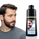 Black Beard Dye Shampoo for Men 5 Minute Gray Coverage with Argan & Coconut Oil, No-Mess Formula, Lasts 5 Weeks, 200ML (Beard & Mustache)
